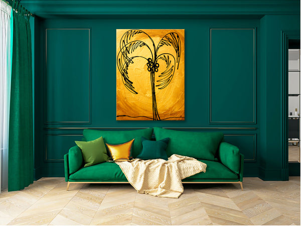 Abstract Painting - Gold - Palm Tree