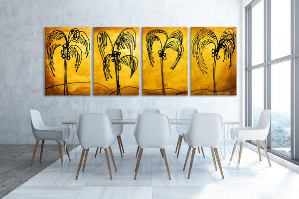 Abstract Painting  "Palm Trees - Gold"
