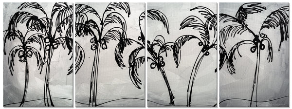 Abstract Painting  "Palm Trees - Silver"