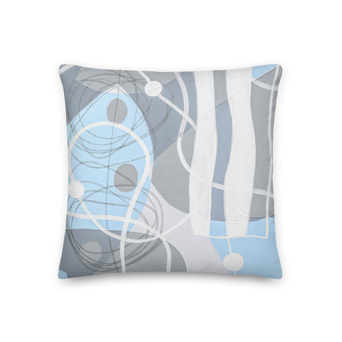 Premium Pillow - "Sky Blue & Gray - 4"