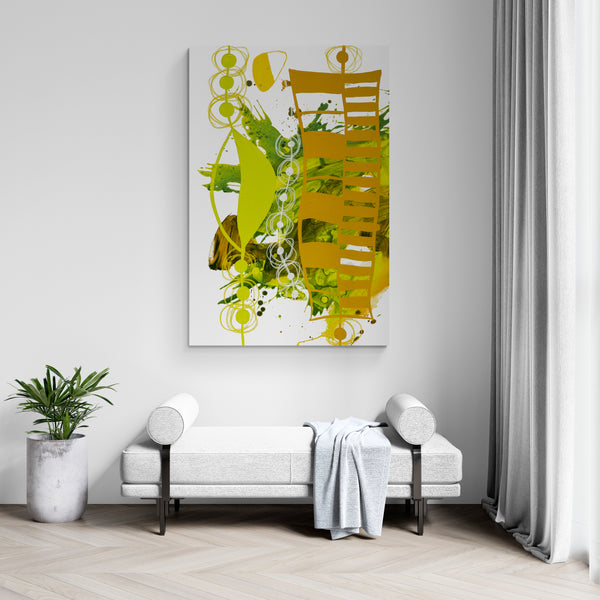 Abstract Wall Art - Chartreuse & Yellow Ochre - 1