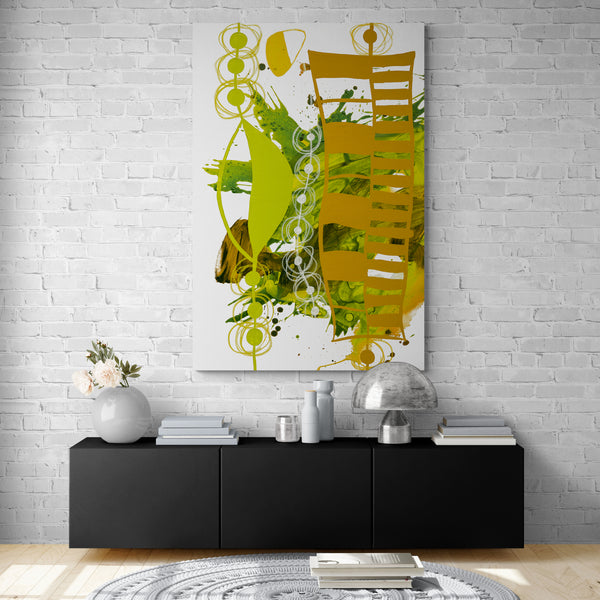 Abstract Wall Art - Chartreuse & Yellow Ochre - 1