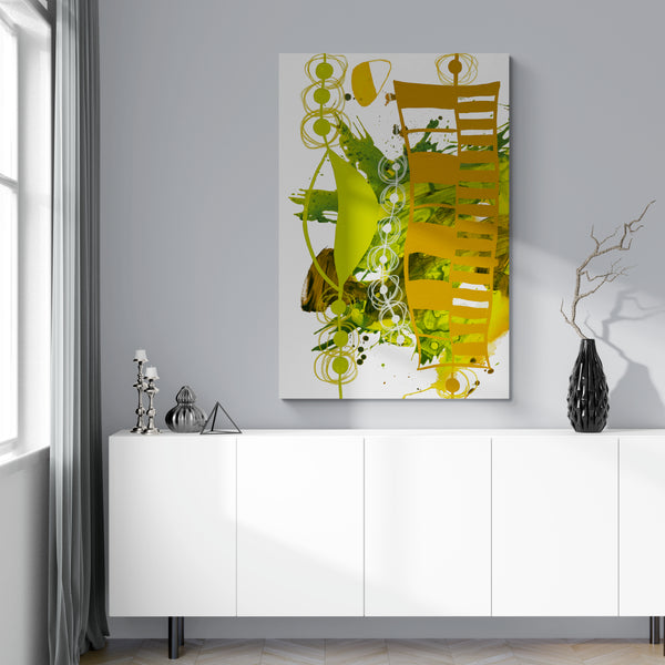 Abstract Wall Art - Chartreuse & Yellow Ochre - 1