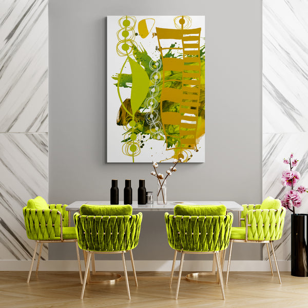 Abstract Wall Art - Chartreuse & Yellow Ochre - 1