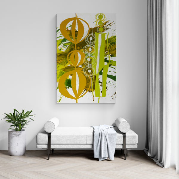 Abstract Wall Art - Chartreuse & Yellow Ochre - 2