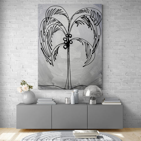 Abstract Painting "Silver - Palm Tree"