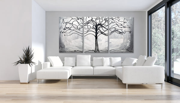 Abstract Painting "Tree of Life - Silver"