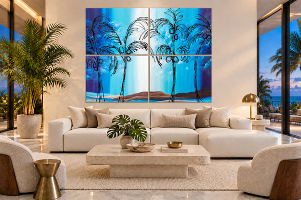 "Tropical Moonlit Night" Original Modern Abstract Painting