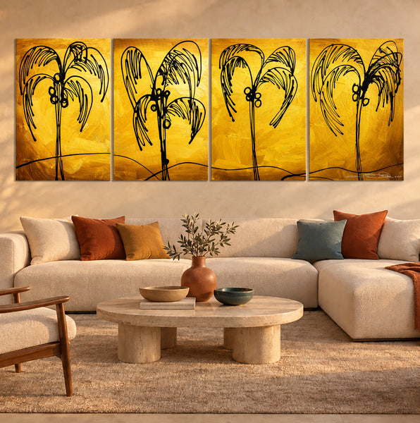 "Palm Trees Gold" Original Modern Abstract Painting