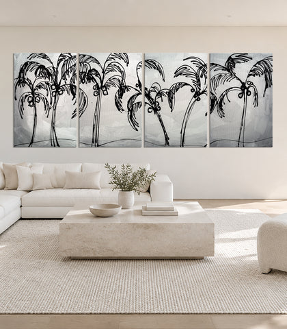 "Palm Trees Silver" Original Modern Abstract Painting