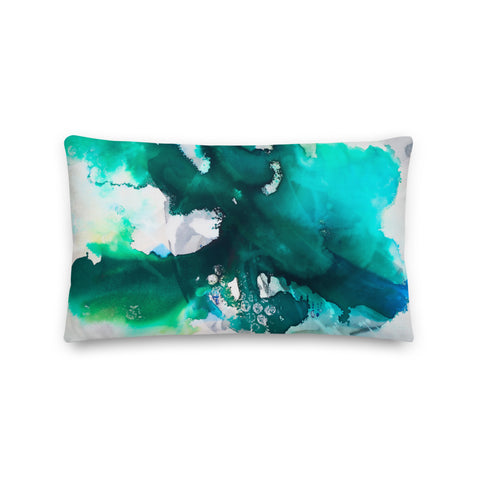 Premium Pillow "Tropical Waters 2B" Teal green, Aqua & Grays