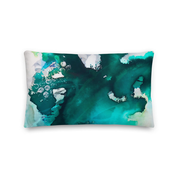 Premium Pillow "Tropical Waters 2B" Teal green, Aqua & Grays