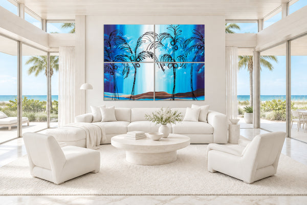 "Tropical Moonlit Night" Original Modern Abstract Painting