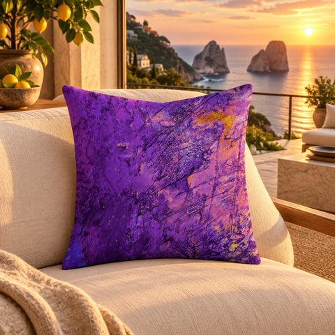 Amethyst pillow in a Capri villa at sunset