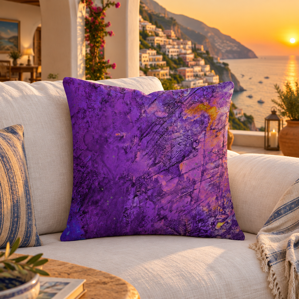 Amethyst pillow in a Positano villa at sunset
