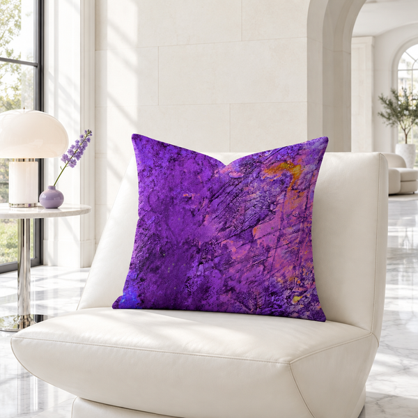 Amethyst pillow in another bright white room
