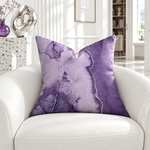 Amethyst pillow in corrected bright-white gallery room