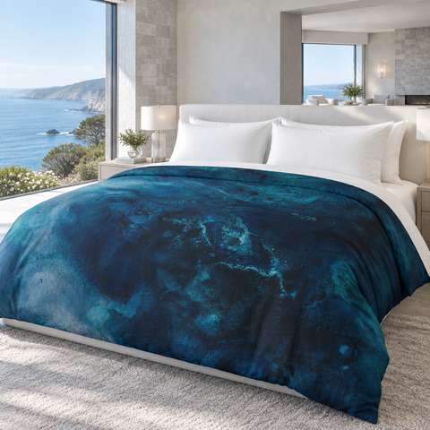 Aquatic 2 comforter in a new luxury coastal room