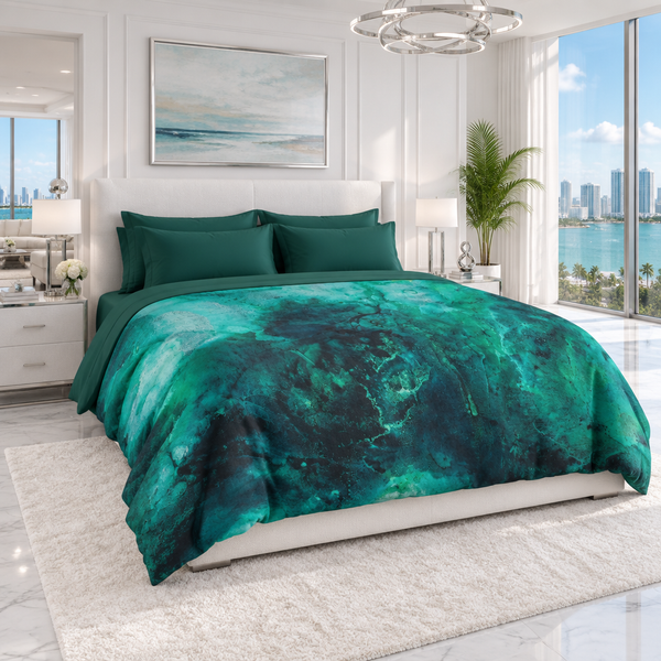 Aquatic 2 Emerald in a bright-white Miami mansion suite