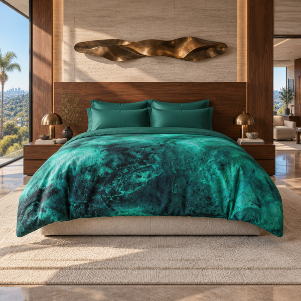 Aquatic 2 Emerald on a larger bed in a luxury mansion suite