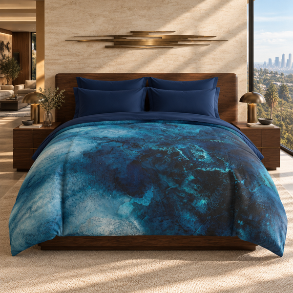 Aquatic 2 in a modern mansion suite with navy bedding