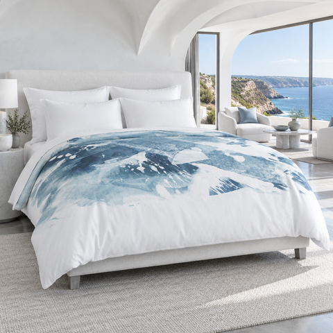 Aquatic 3 Blue in a Portugal seaside suite with the artwork placed higher