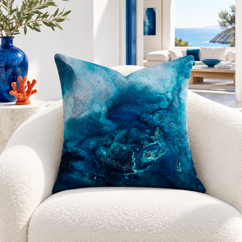 Aquatic pillow in a colorful coastal villa