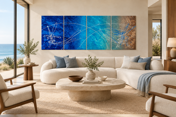 Beautiful Beach abstract painting in a high-end modern coastal room