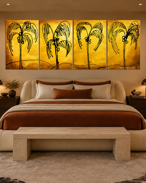 "Palm Trees Gold" Original Modern Abstract Painting
