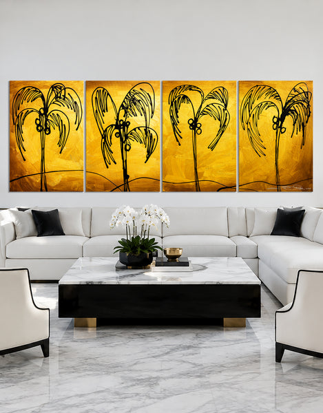 "Palm Trees Gold" Original Modern Abstract Painting