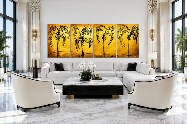 "Palm Trees Gold" Original Modern Abstract Painting