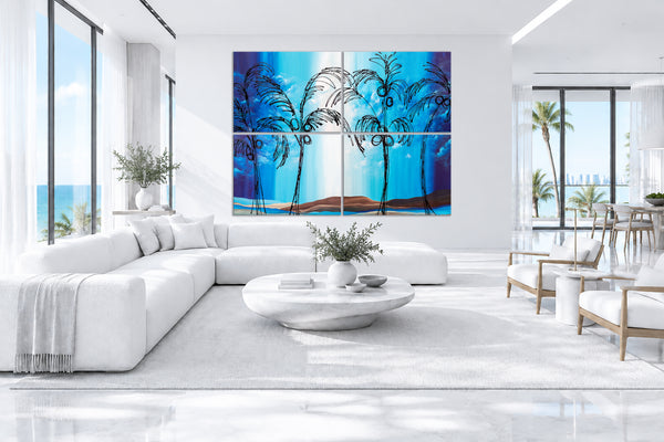 "Tropical Moonlit Night" Original Modern Abstract Painting