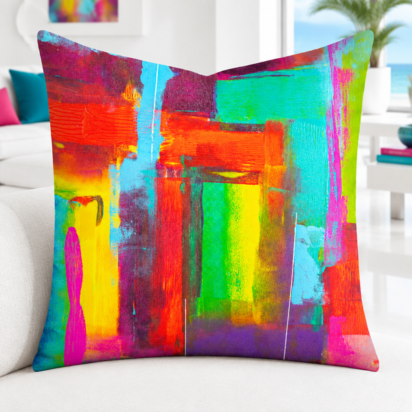 Bright crisp-white minimalist luxury suite with colorful accents, closer view #1 - Amazing Journey 3
