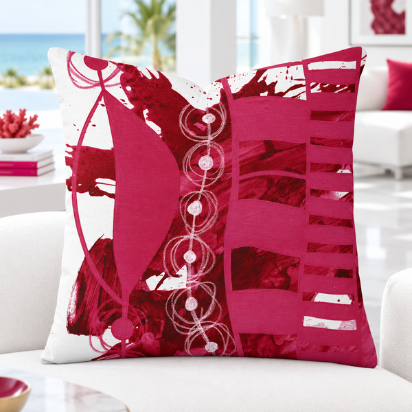 Bright crisp-white minimalist luxury suite with colorful accents, closer view #1 - Cranberry 1