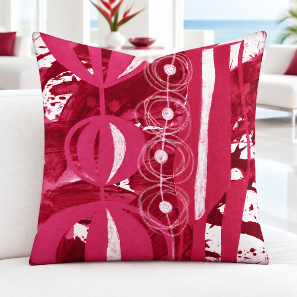 Bright crisp-white minimalist luxury suite with colorful accents, closer view #1 - Cranberry