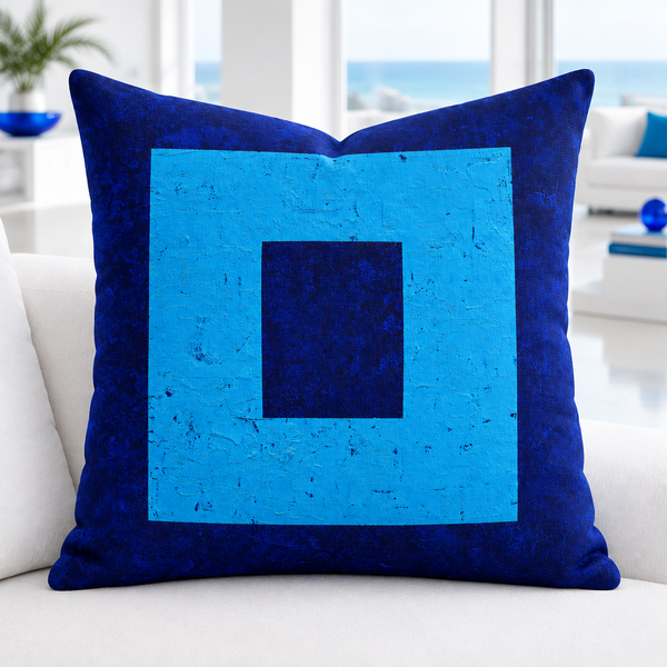 Bright crisp-white minimalist luxury suite with colorful accents, closer view #1 - Deep Waters