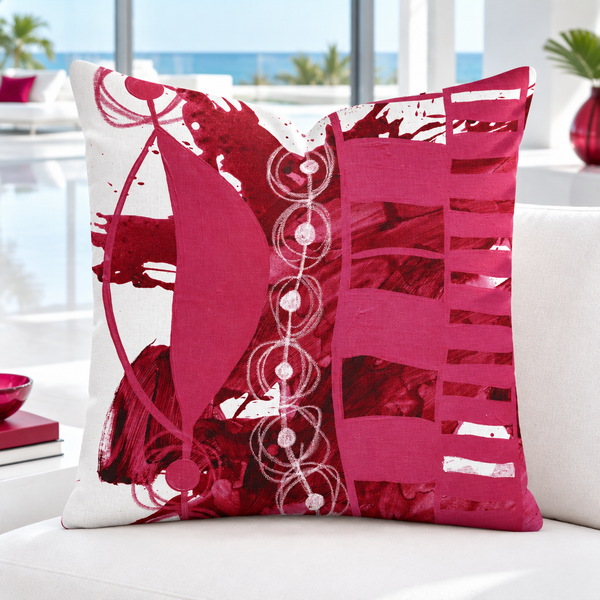 Bright crisp-white minimalist luxury villa with colorful accents, closer view #2 - Cranberry 1