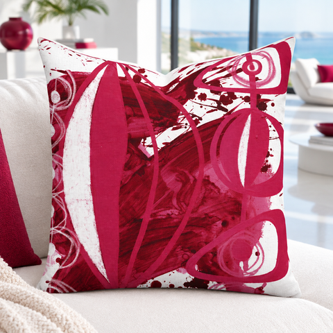 Bright crisp-white minimalist luxury villa with colorful accents, closer view #2 - Cranberry 4