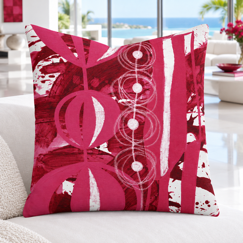 Bright crisp-white minimalist luxury villa with colorful accents, closer view #2 - Cranberry