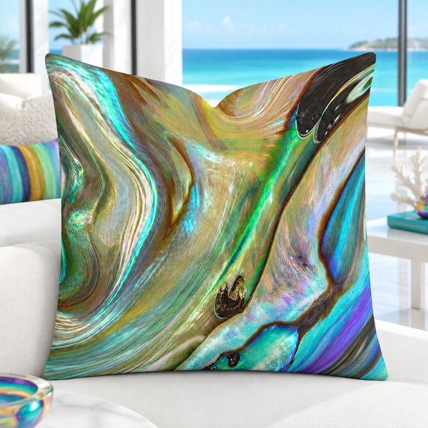 Bright crisp-white modern luxury resort suite with vibrant waters and colorful accents - Rainbow Pearl