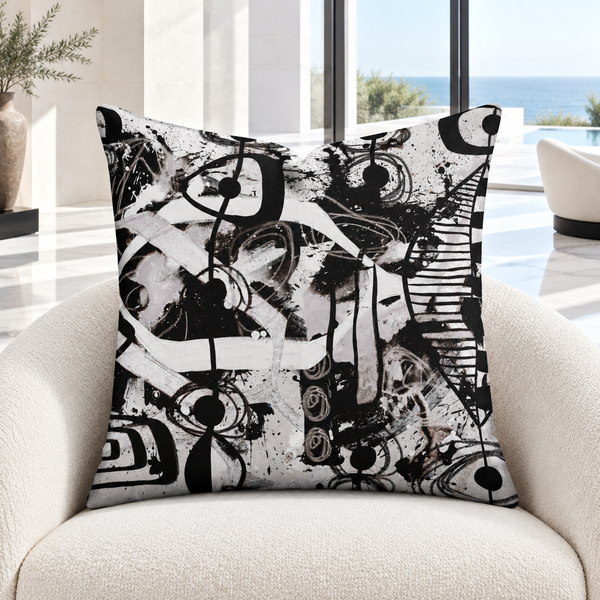 Premium Pillow "Modern Black White & Taupe - 2bc"