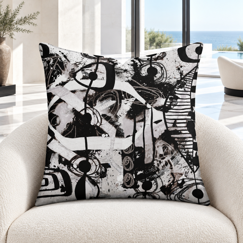 Premium Pillow "Modern Black White & Taupe - 2bc"