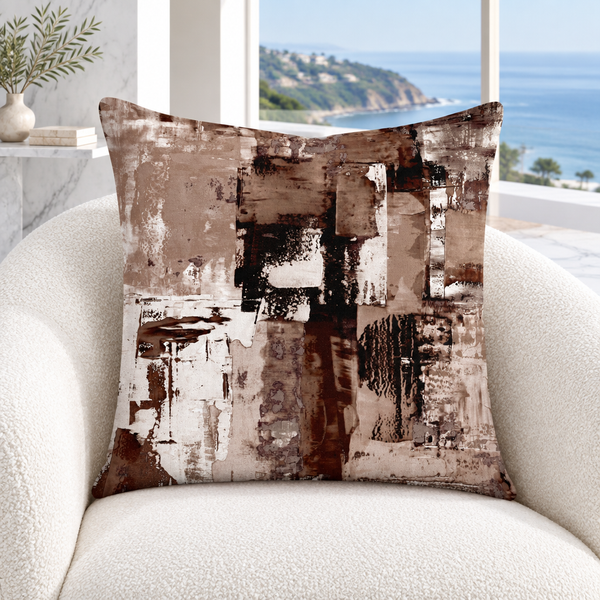 Chocolate pillow in a bright modern Malibu mansion