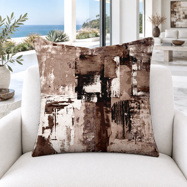 Chocolate pillow in a Malibu courtyard mansion