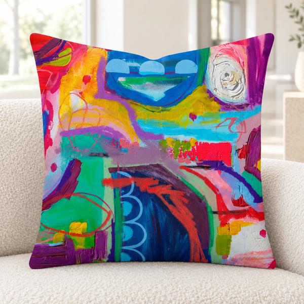 Close-up pillow in a bright modern loft