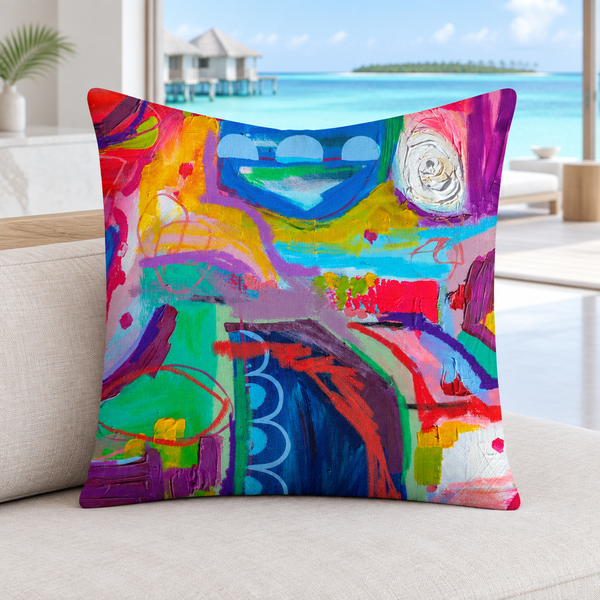 Close-up pillow in a bright white Maldives overwater suite