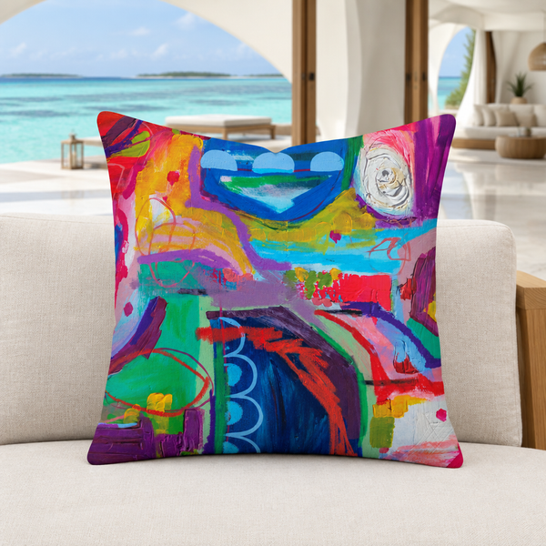 Close-up pillow in a modern Maldives resort lounge