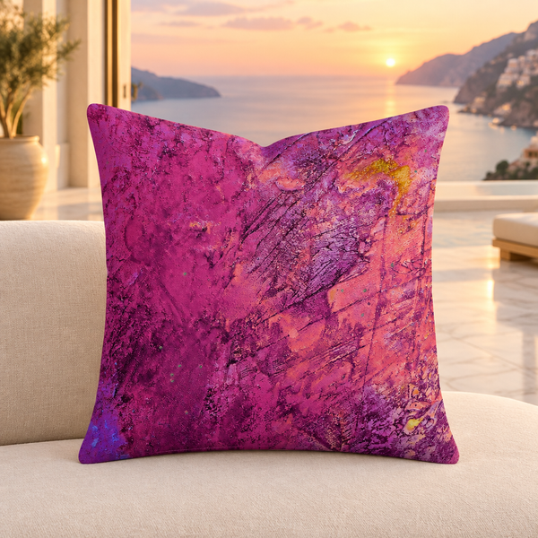 Close-up pillow in a Positano villa at sunset