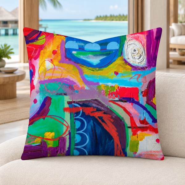 Close-up pillow in an overwater villa
