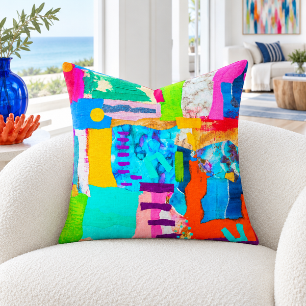 Coastal room with colorful details
